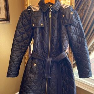 Burberry black baughton finsbridge quilted hooded jacket